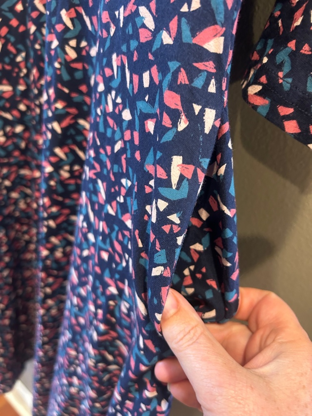 Pact Dress Womens M Fit & Flare Midi 3/4 Sleeve blue geometric print - Picture 3 of 5